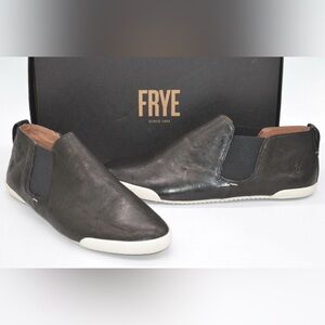 Frye Melanie Chelsea Black Leather Slip On Bootie Sneaker 10 Minimal